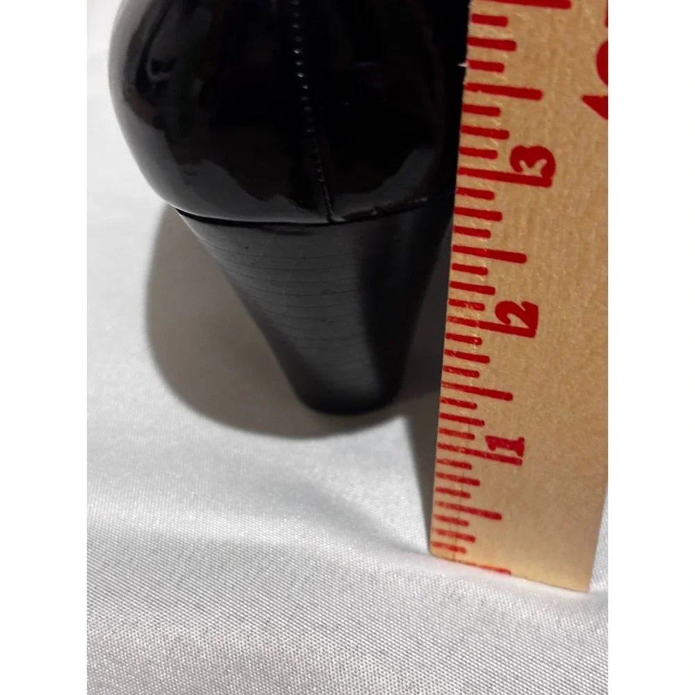 Marc Fisher Black Patent Round Toe Cone Heel Pumps Women 10M minimalist comfort
